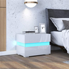 床头柜床头柜 2 抽屉白色床头柜高光 LED 灯现代卧室家具