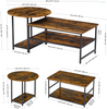 2 合 1 独特可拆卸嵌套咖啡桌 2 件套，小圆形和矩形客厅桌子套装，工业现代风格客厅咖啡桌