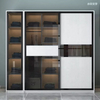 玻璃木质 3 门欧式转角系统滑动型壁橱简单衣柜设计